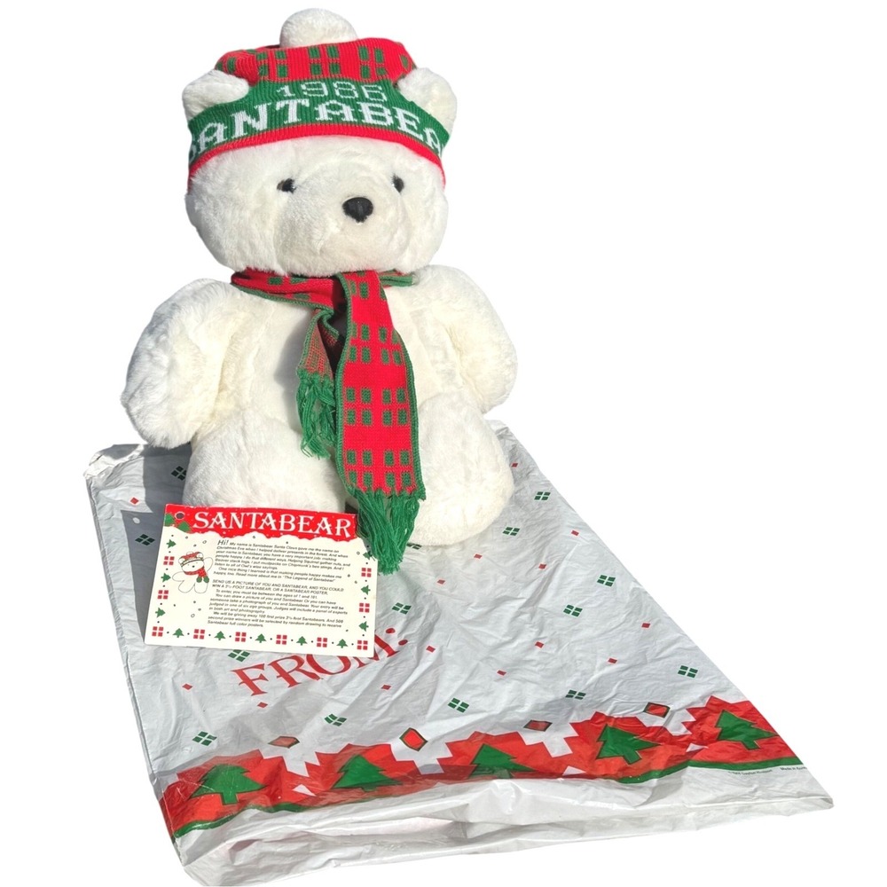 Dayton Hudson Santabear Plush Large White 1986 Vintage Christmas Santa Bear
